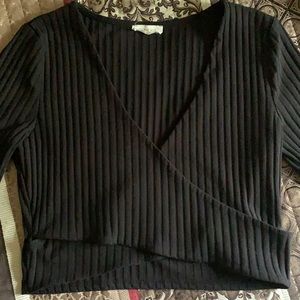 Deep V neck Ribbed Crop Top